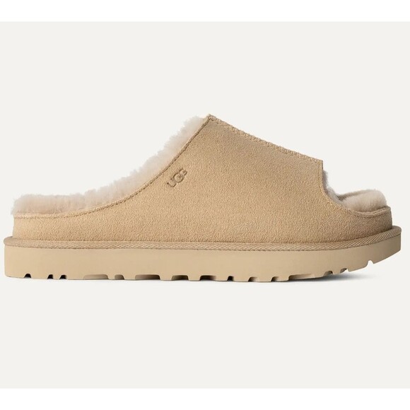 UGG Greenport Slide Suede Slippers Slip-On Classic Sheepskin Women's US:8 Beige - Picture 1 of 8
